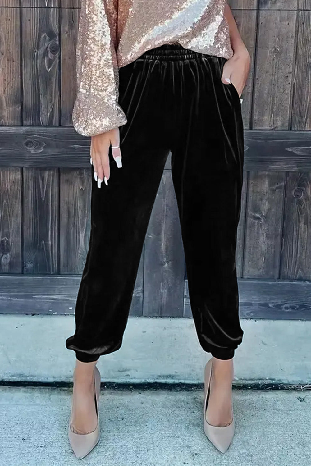 Onyx Velvet Jogger Pants