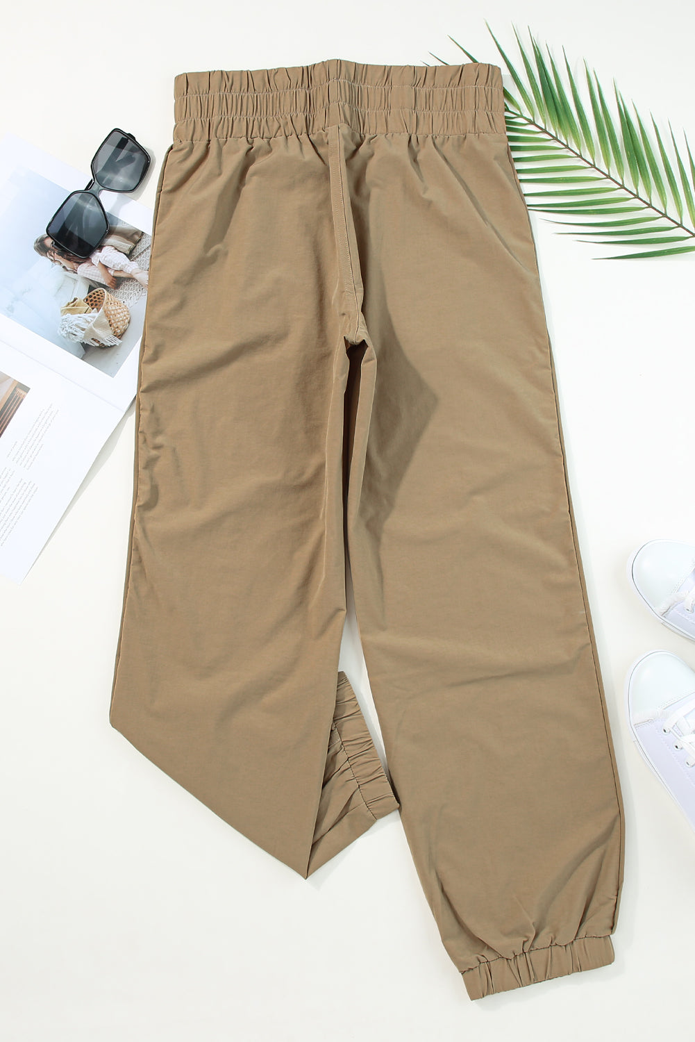 Camel Ruched High Waist Joggers