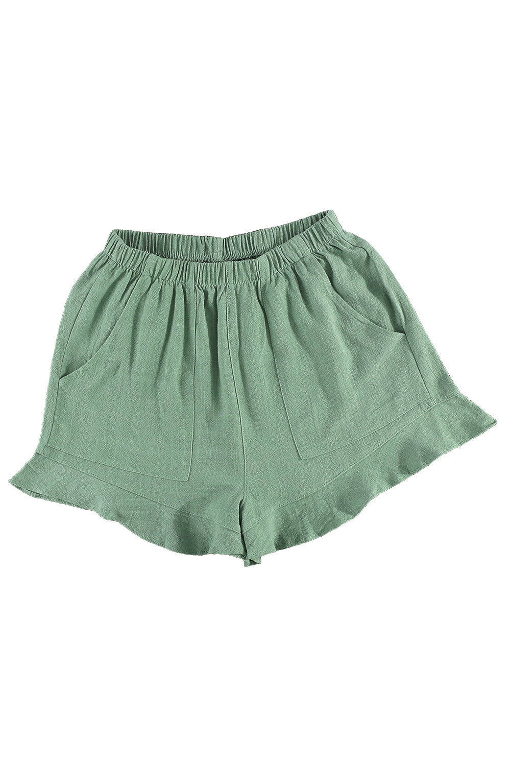 Green High Waist Ruffle Shorts