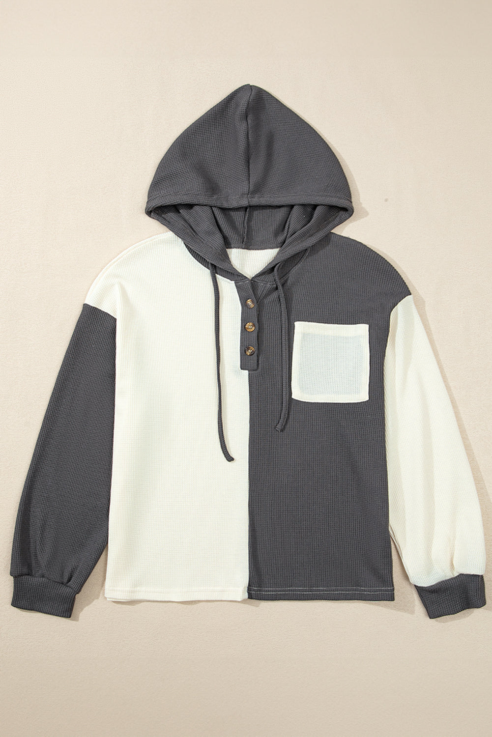 Charcoal Waffle Colorblock Hoodie