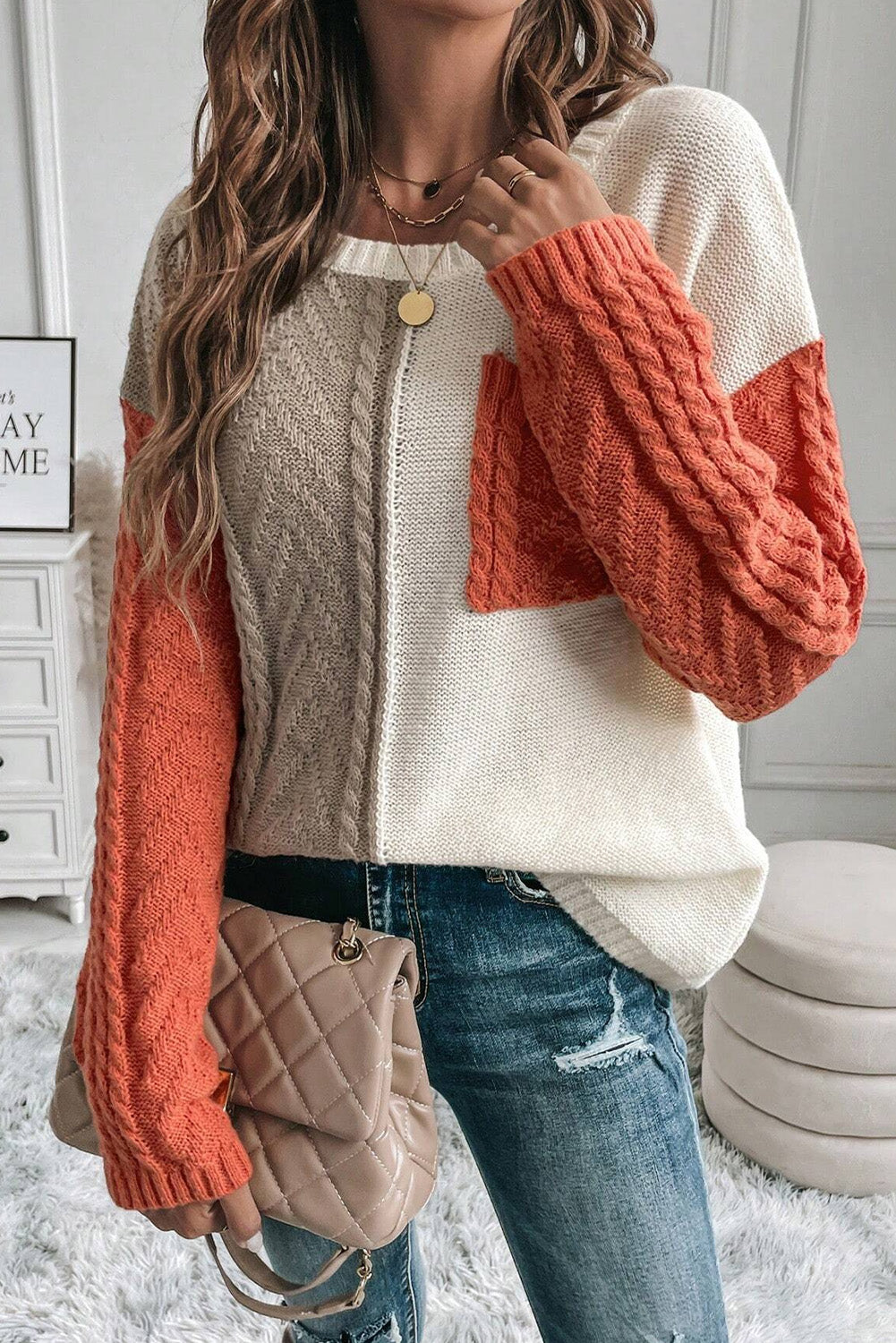 Amber Blaze Color Block Sweater