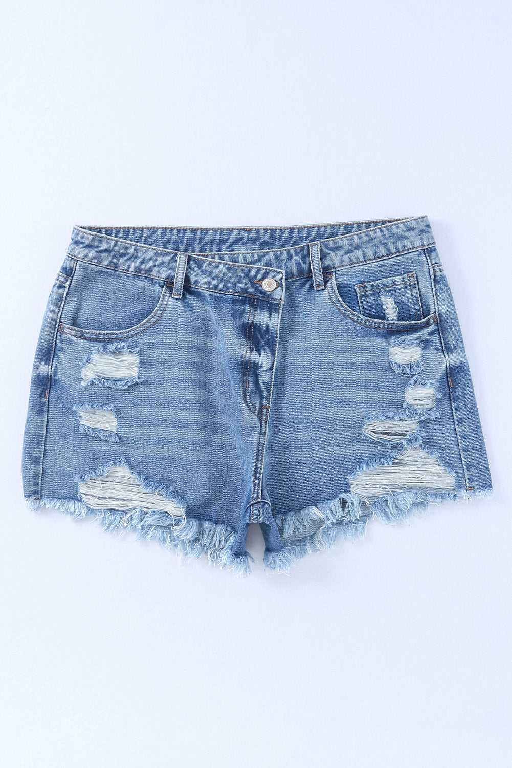 Airy Horizon Crossover Denim Shorts