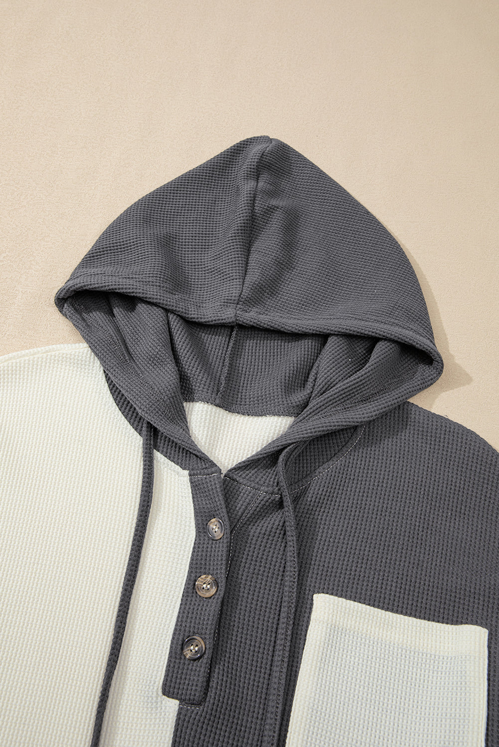 Charcoal Waffle Colorblock Hoodie