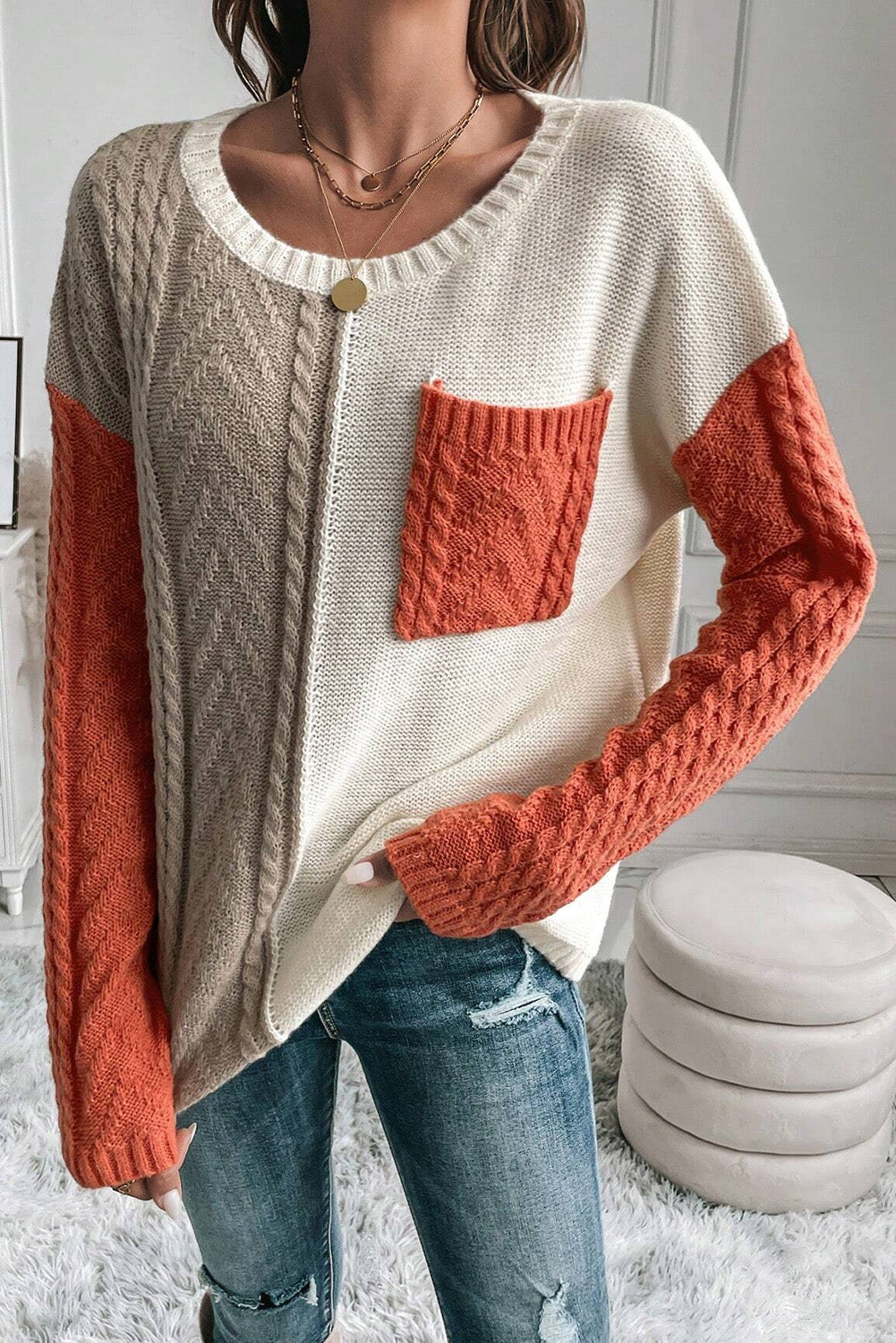 Amber Blaze Color Block Sweater