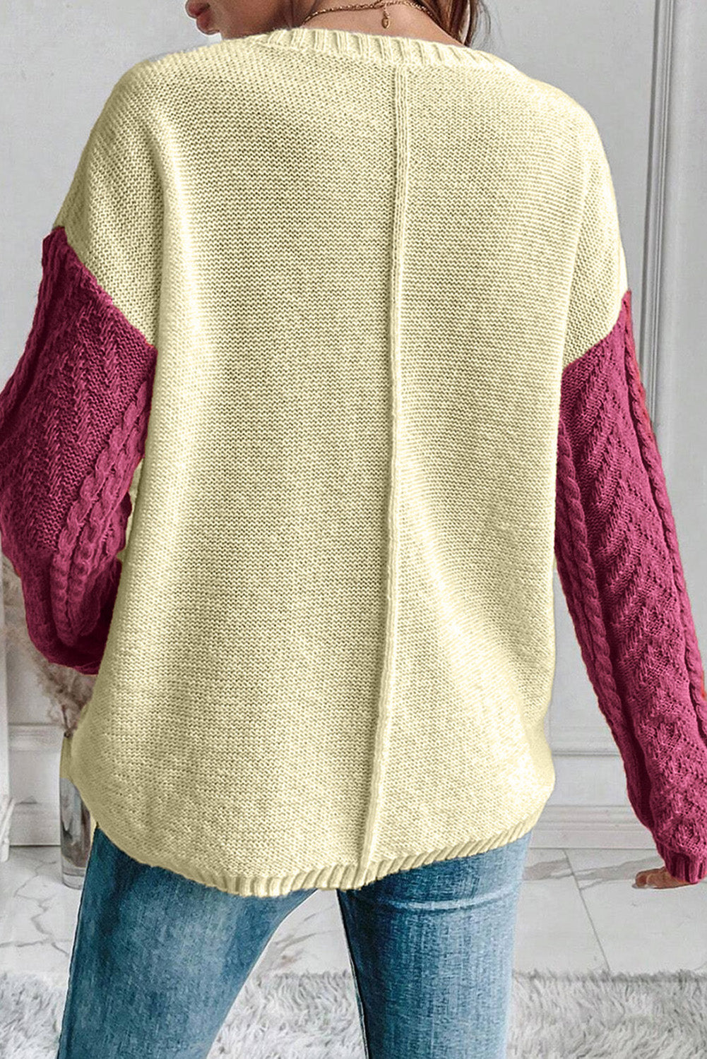 Rose Glow Color Block Sweater