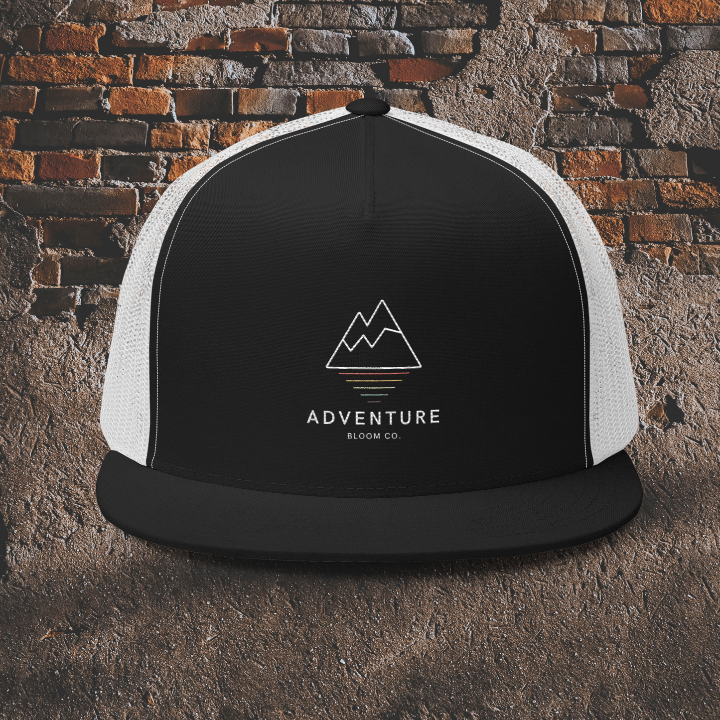 Adventure Bloom Co.'s Men's Cap in Black and White: Conquer the Peaks in Style.