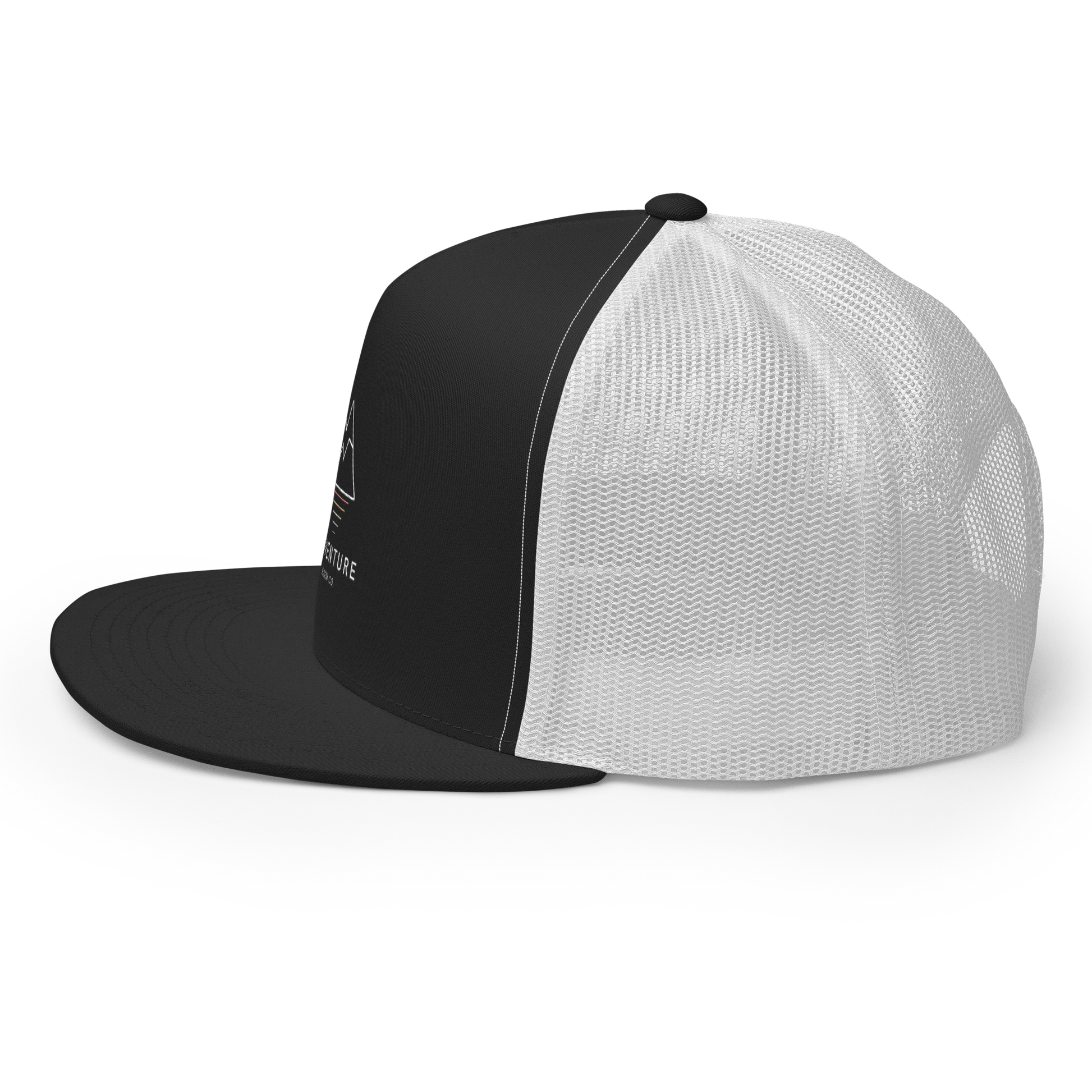 Explore with the Summit Seeker Men's Trucker Cap in Black and White: Side View