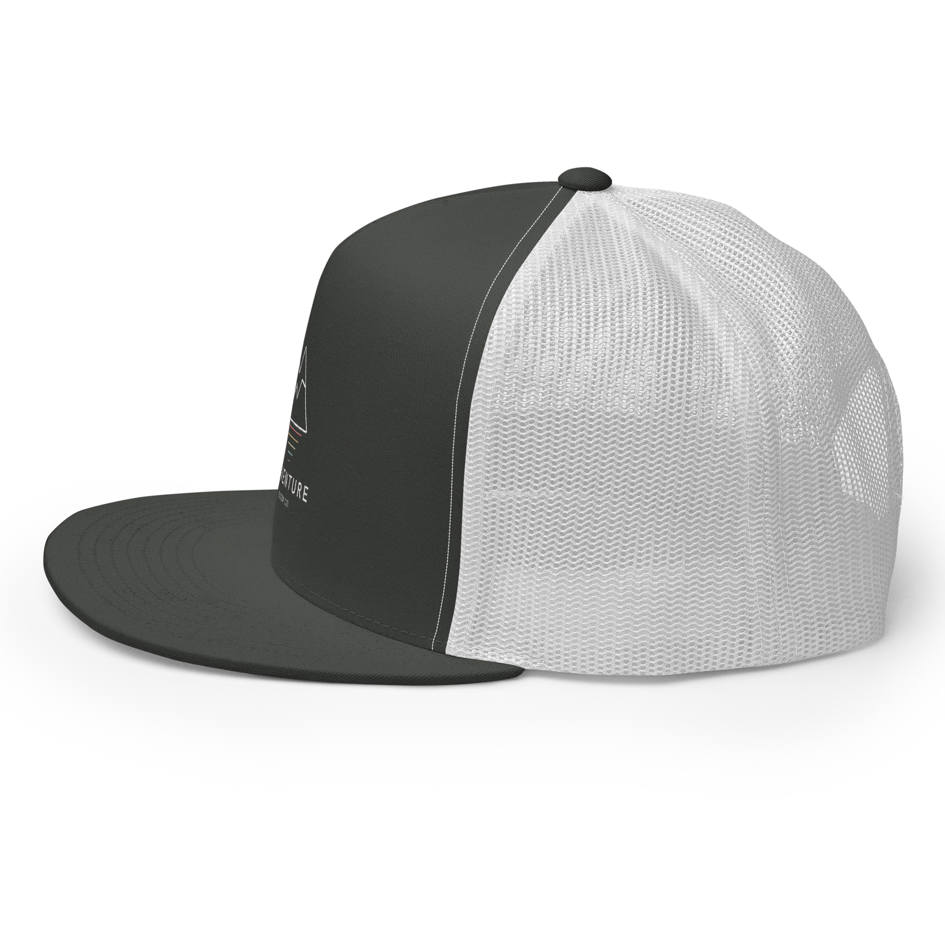 Explore with the Summit Seeker Men's Trucker Cap in Charcoal and White: Side View