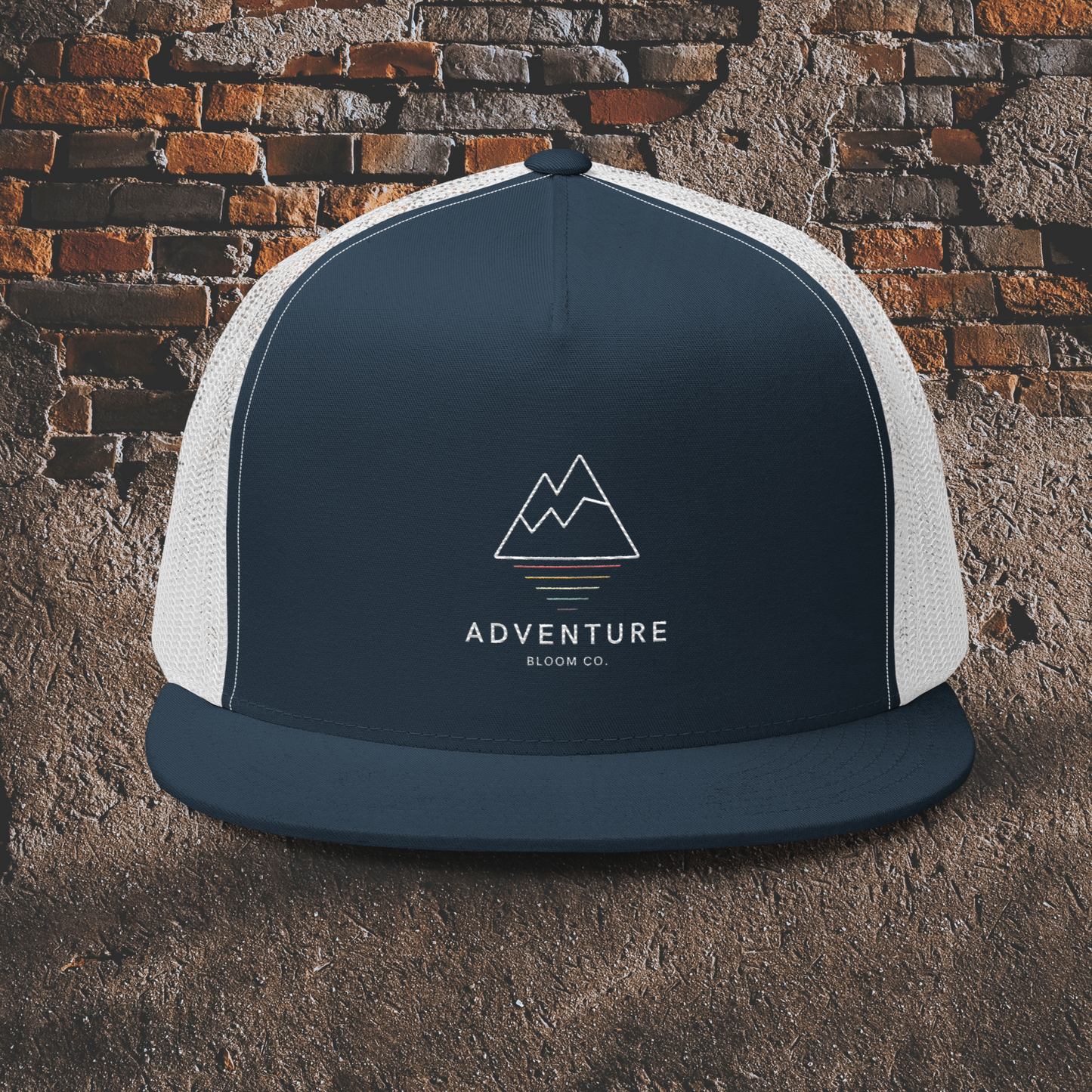 Adventure Bloom Co.'s Men's Cap in Navy and White: Conquer the Peaks in Style.