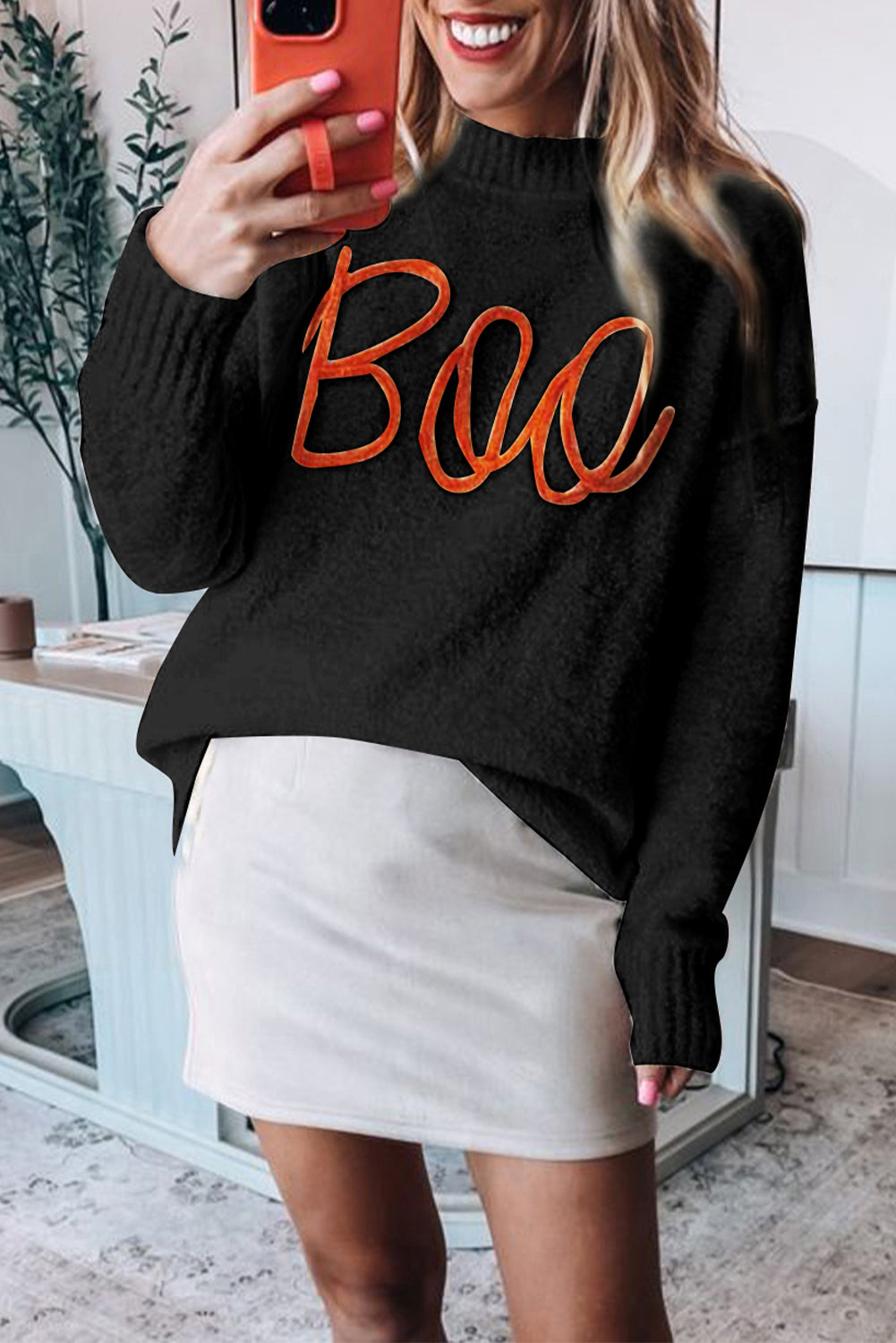 Spooky Knit Drop Shoulder Sweater