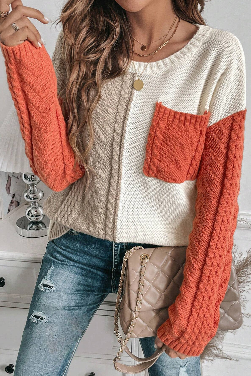 Amber Blaze Color Block Sweater