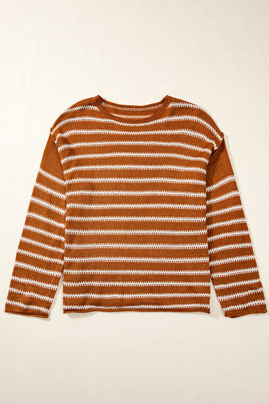 Autumn Trail Brown Stripe Sweater