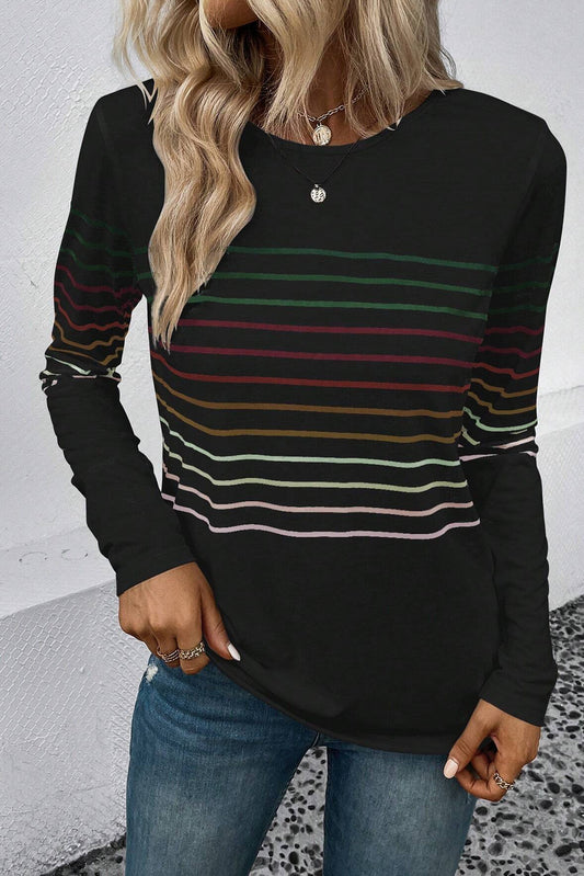 Midnight Stripes Crew Neck Top