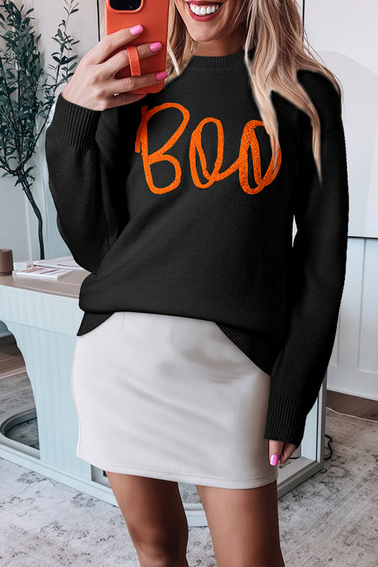 Spooky Knit Drop Shoulder Sweater