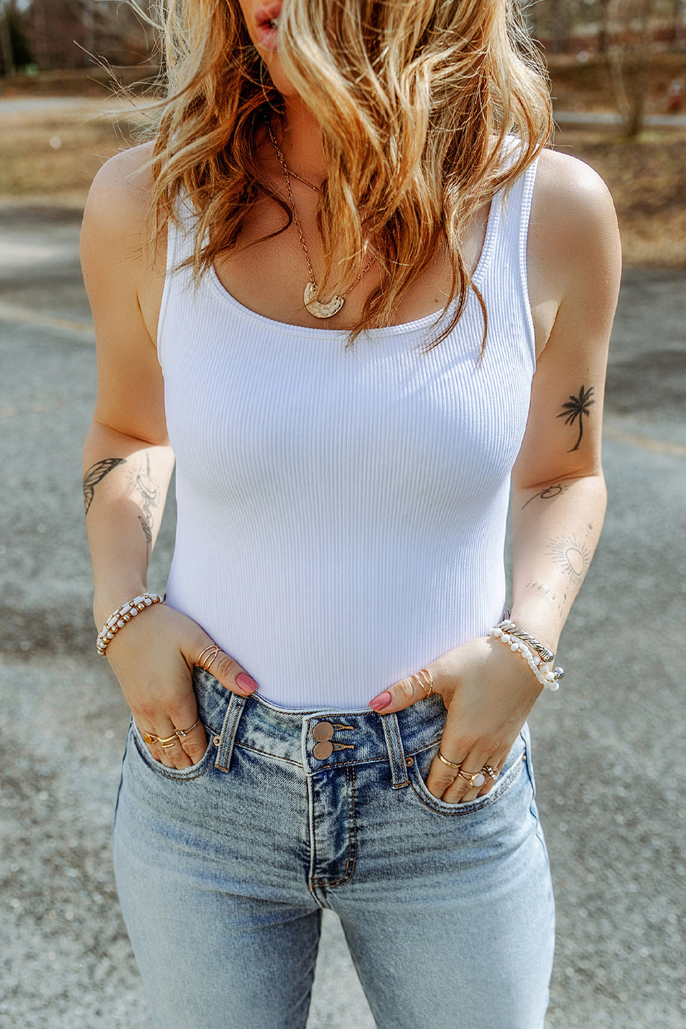 Birch White Ribbed Bodysuit