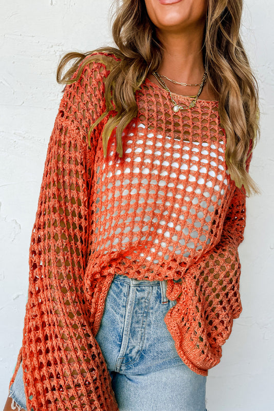 Sunset Breeze Crochet Bell Sleeve Tunic