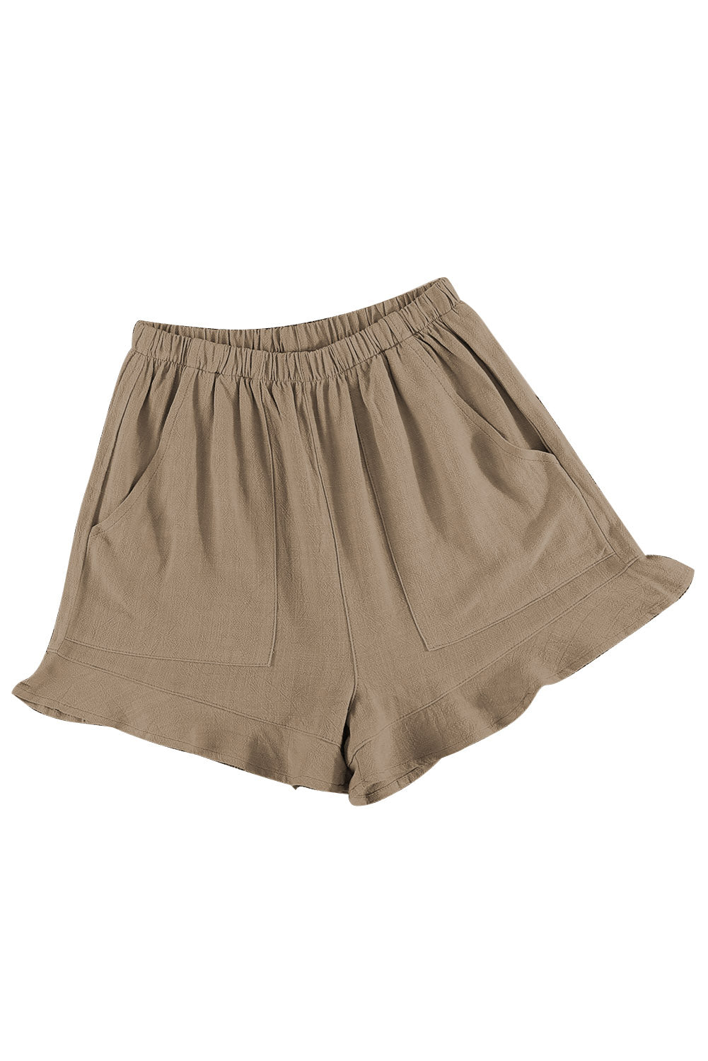 Khaki High Waist Ruffle Shorts