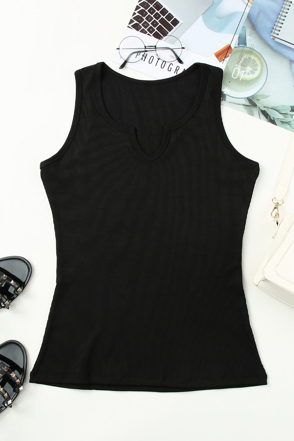 Midnight Chic Ribbed Tank