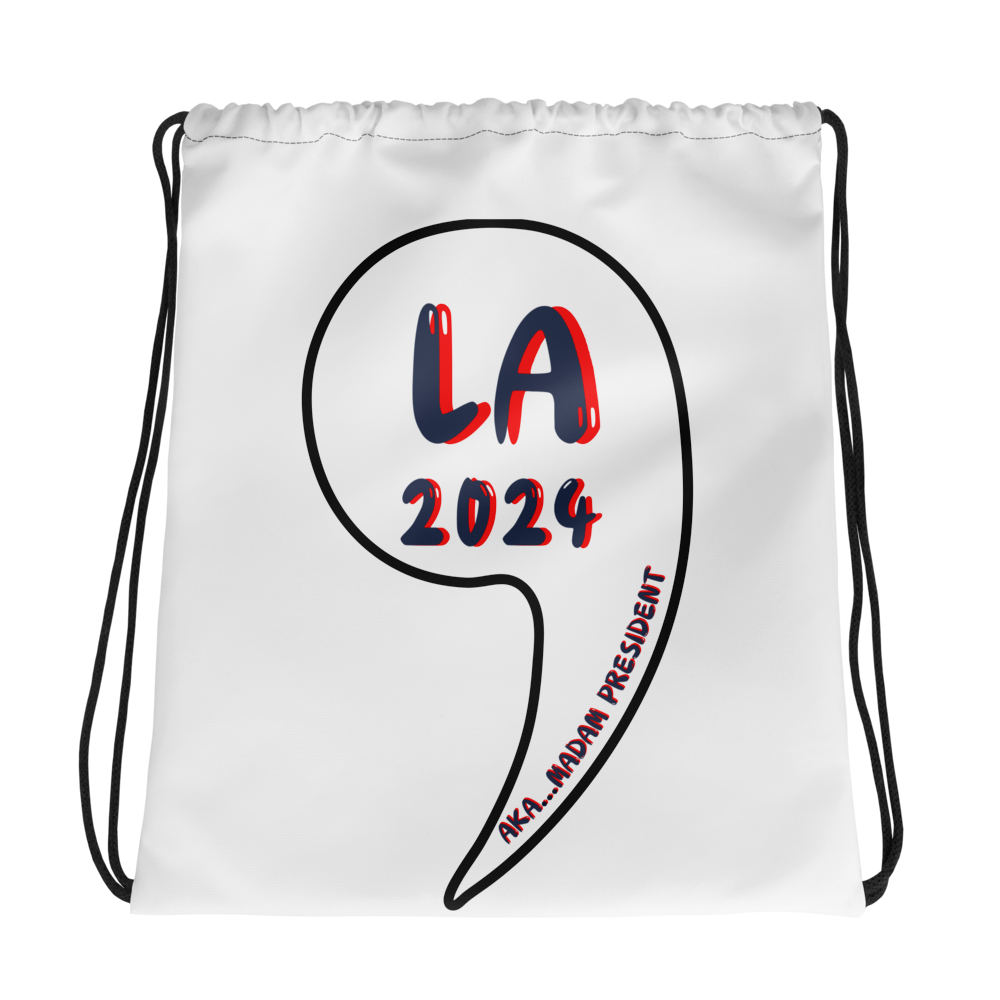 Kamala Harris Comma-LA Drawstring Bag