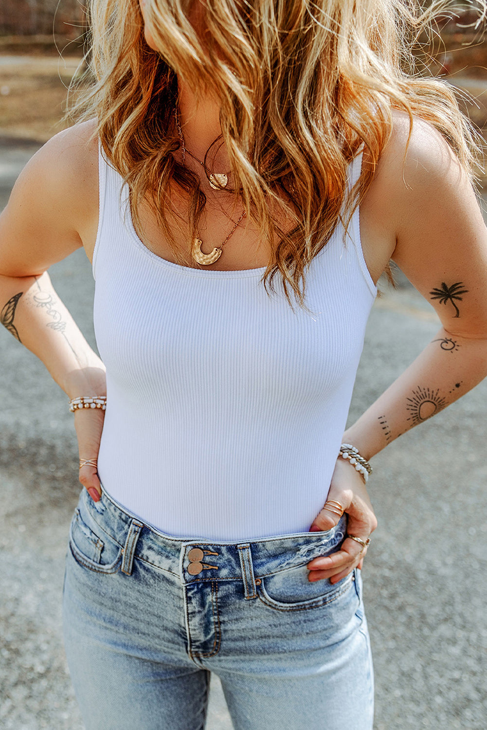 Birch White Ribbed Bodysuit