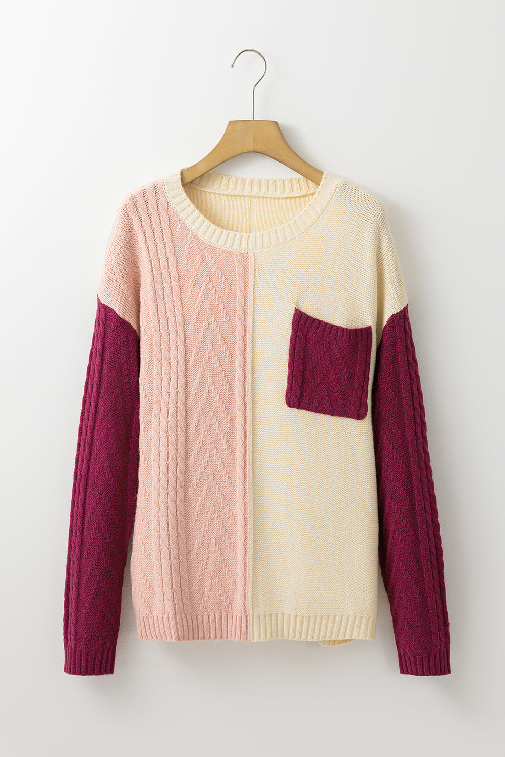 Rose Glow Color Block Sweater