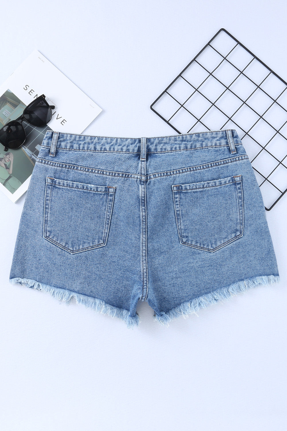 Airy Horizon Crossover Denim Shorts