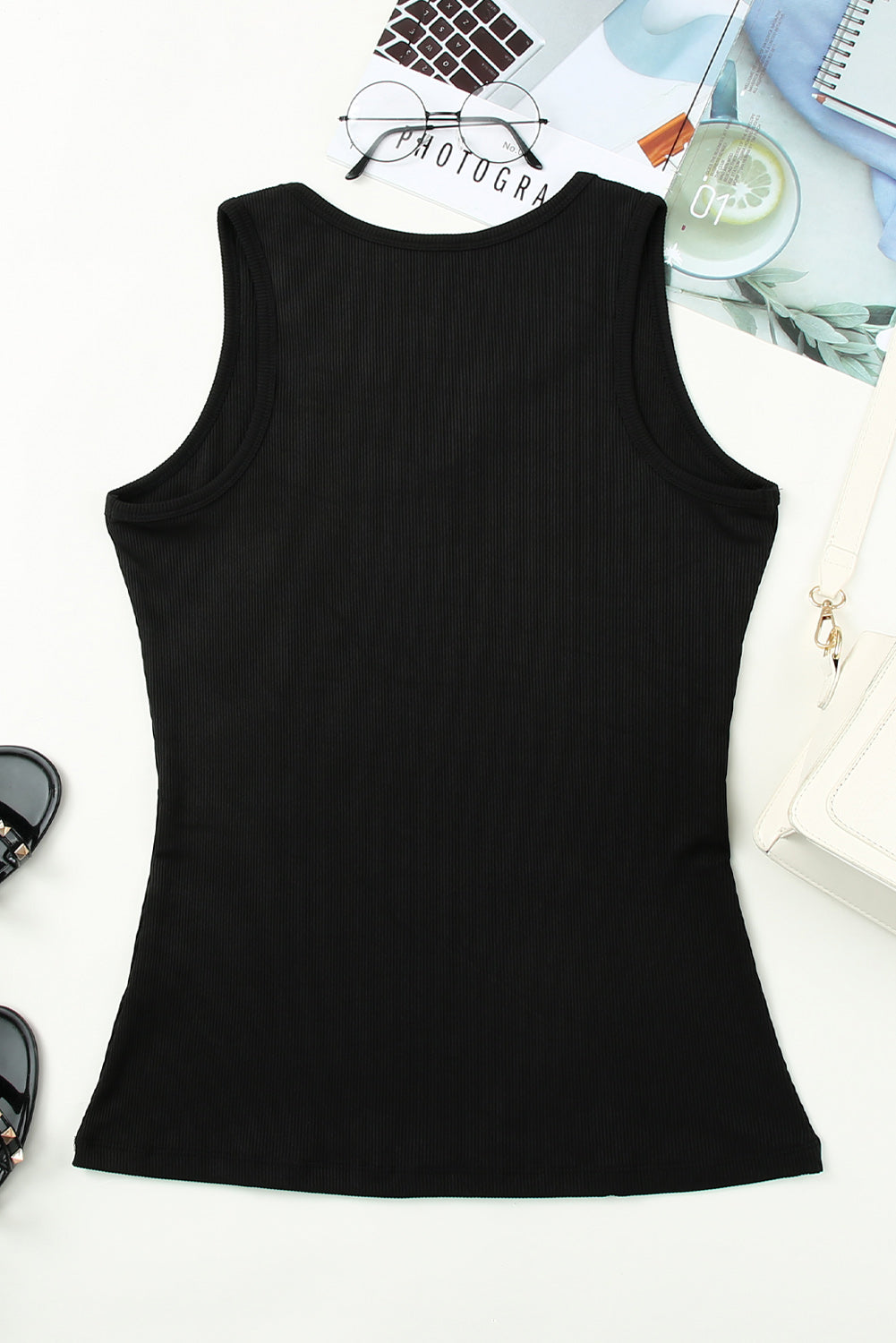 Midnight Chic Ribbed Tank