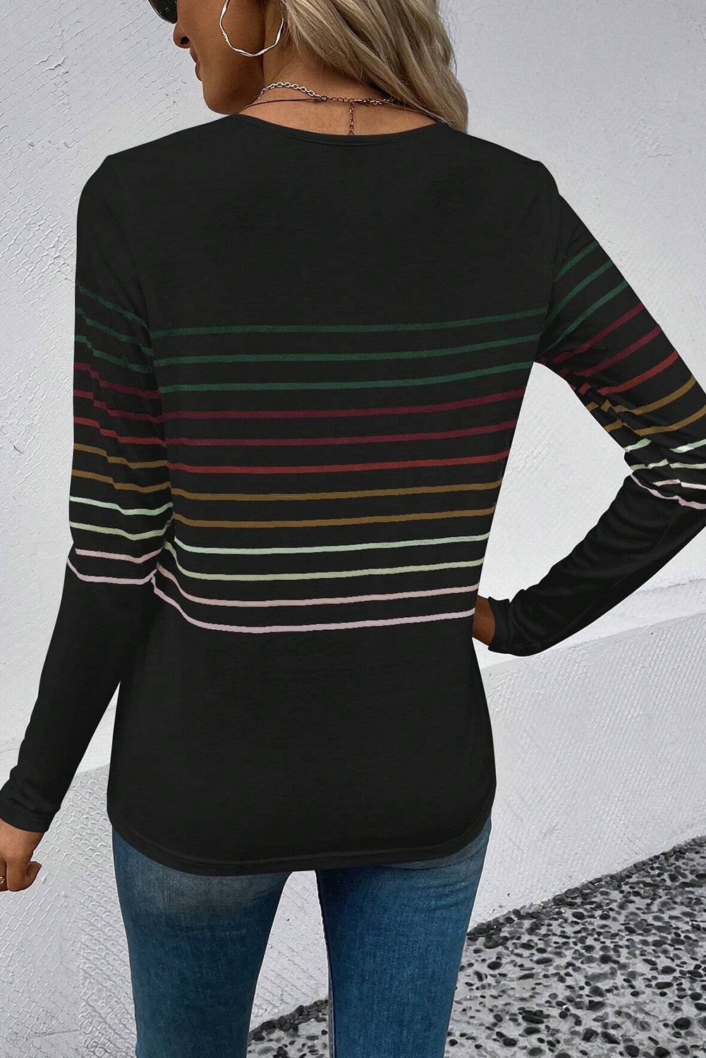 Midnight Stripes Crew Neck Top