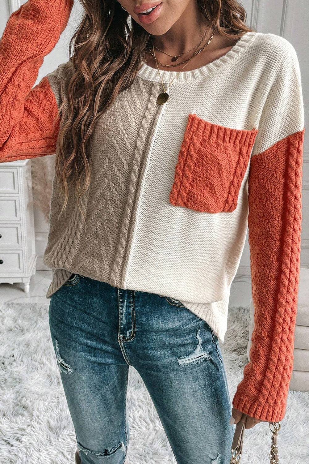 Amber Blaze Color Block Sweater