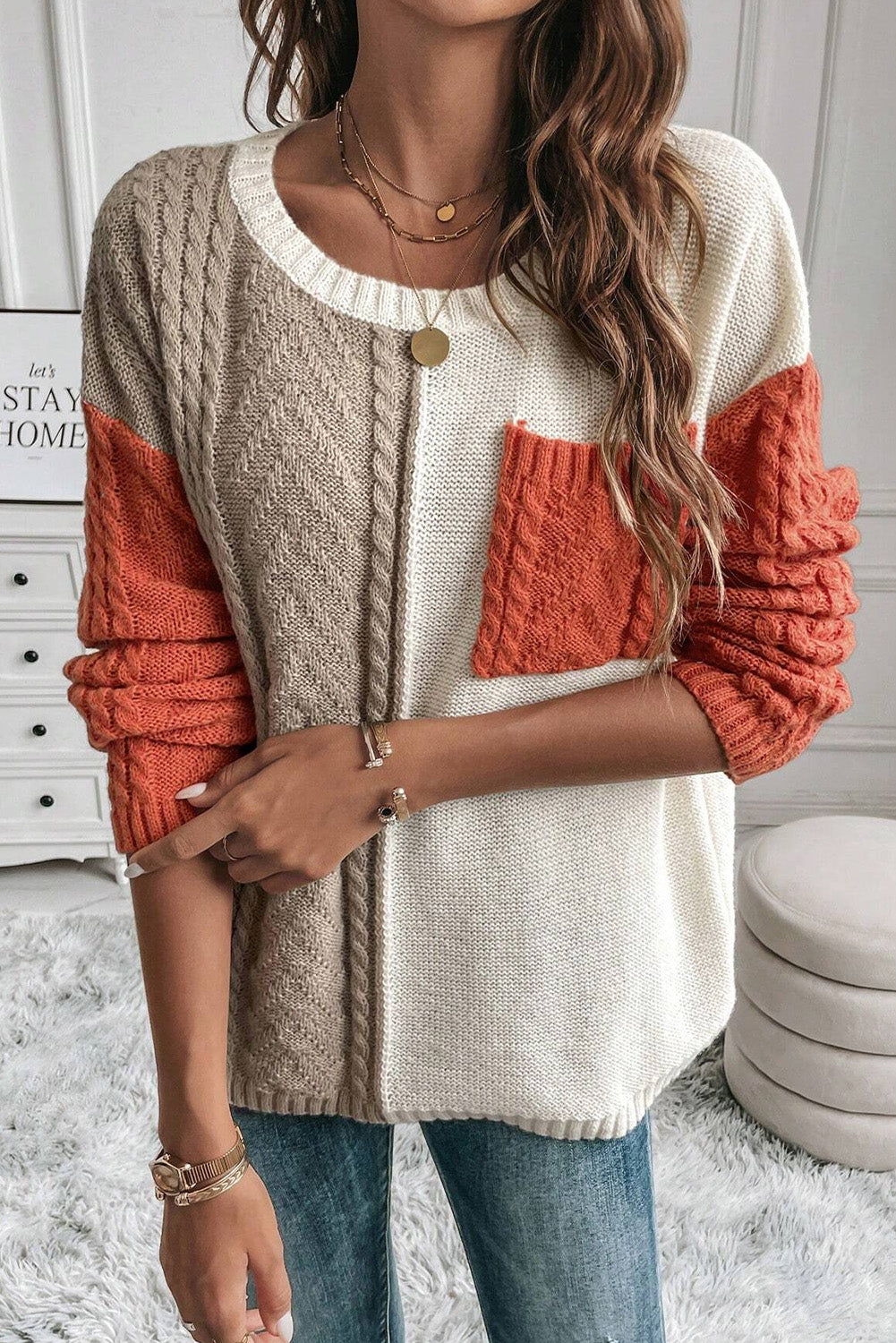 Amber Blaze Color Block Sweater