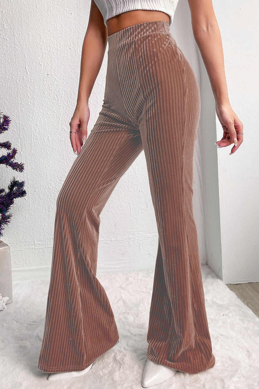 Winter Rose Corduroy Flare Pants