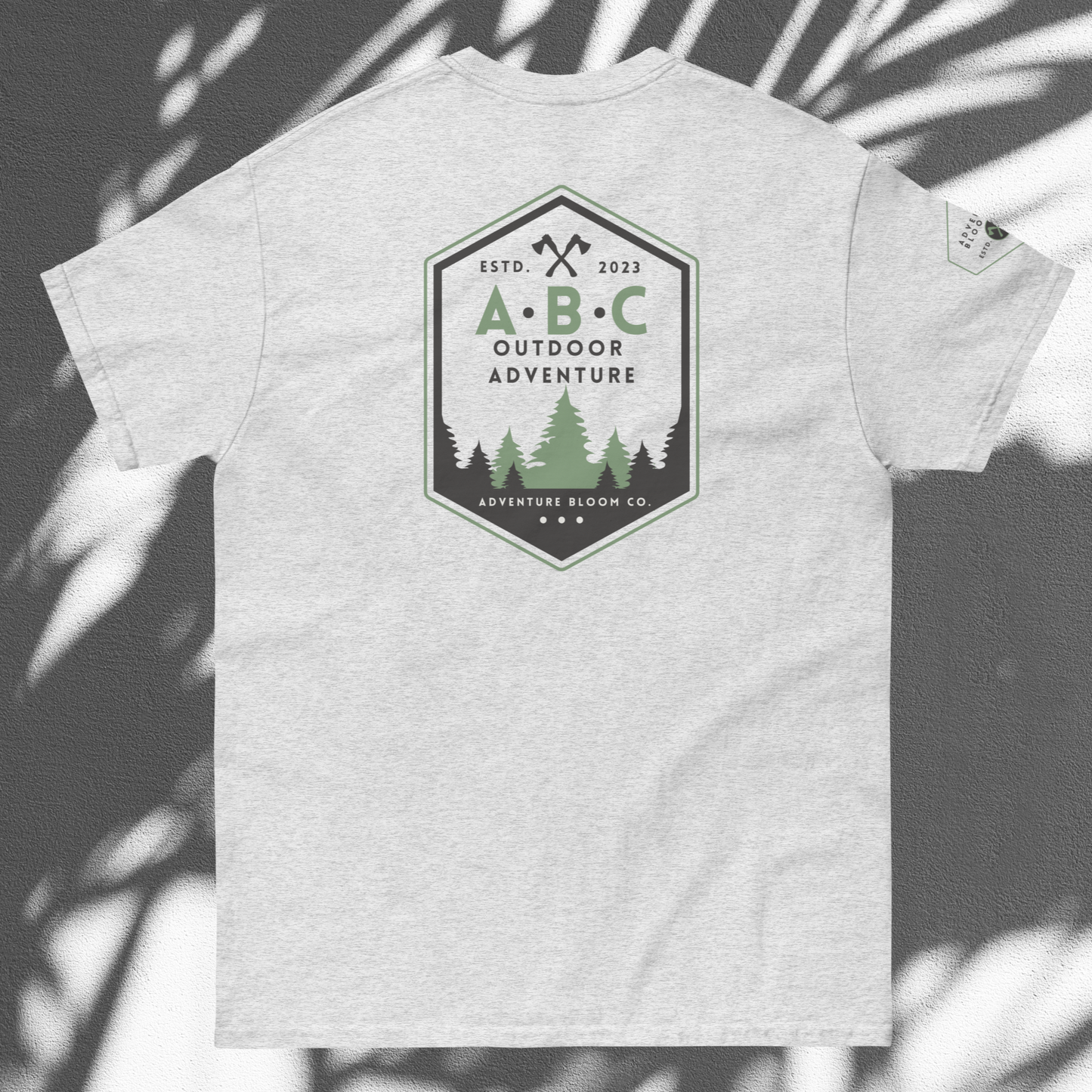 Lay Flat View of Adventure Bloom Co. Axe-Masters Adventure Tee in Ash