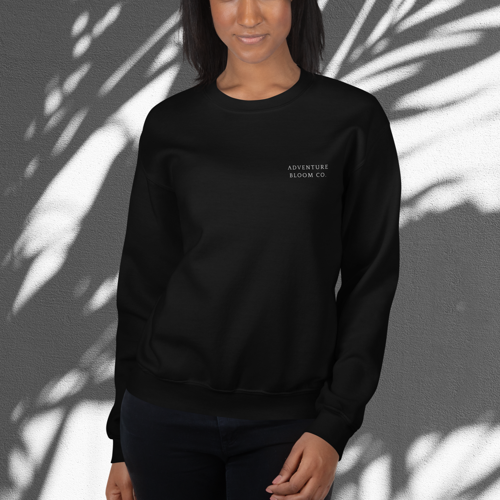 Self-Love Sanctuary Women's Crewneck Sweatshirt – Front View in Black