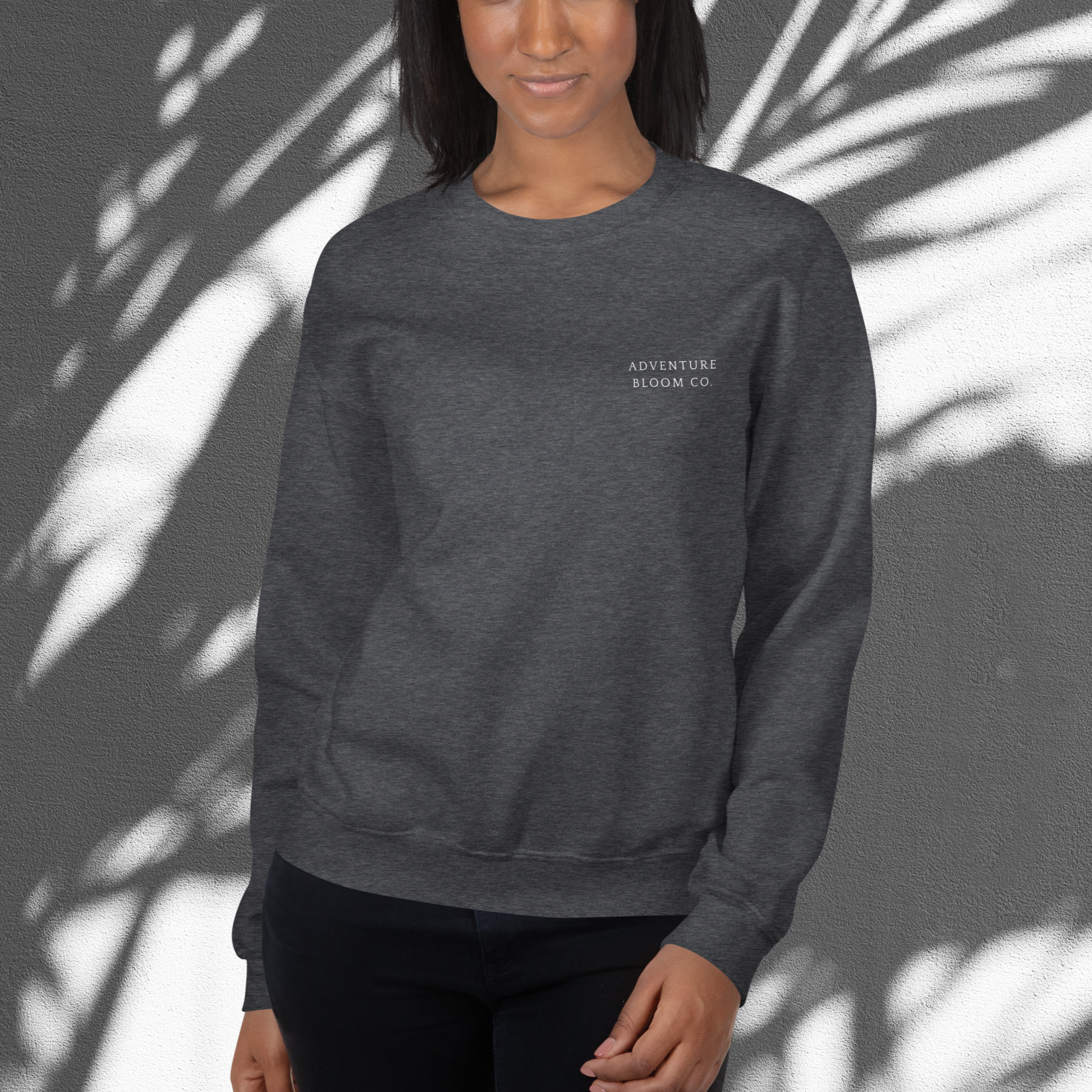 Self-Love Sanctuary Women's Crewneck Sweatshirt – Front View in Dark Heather