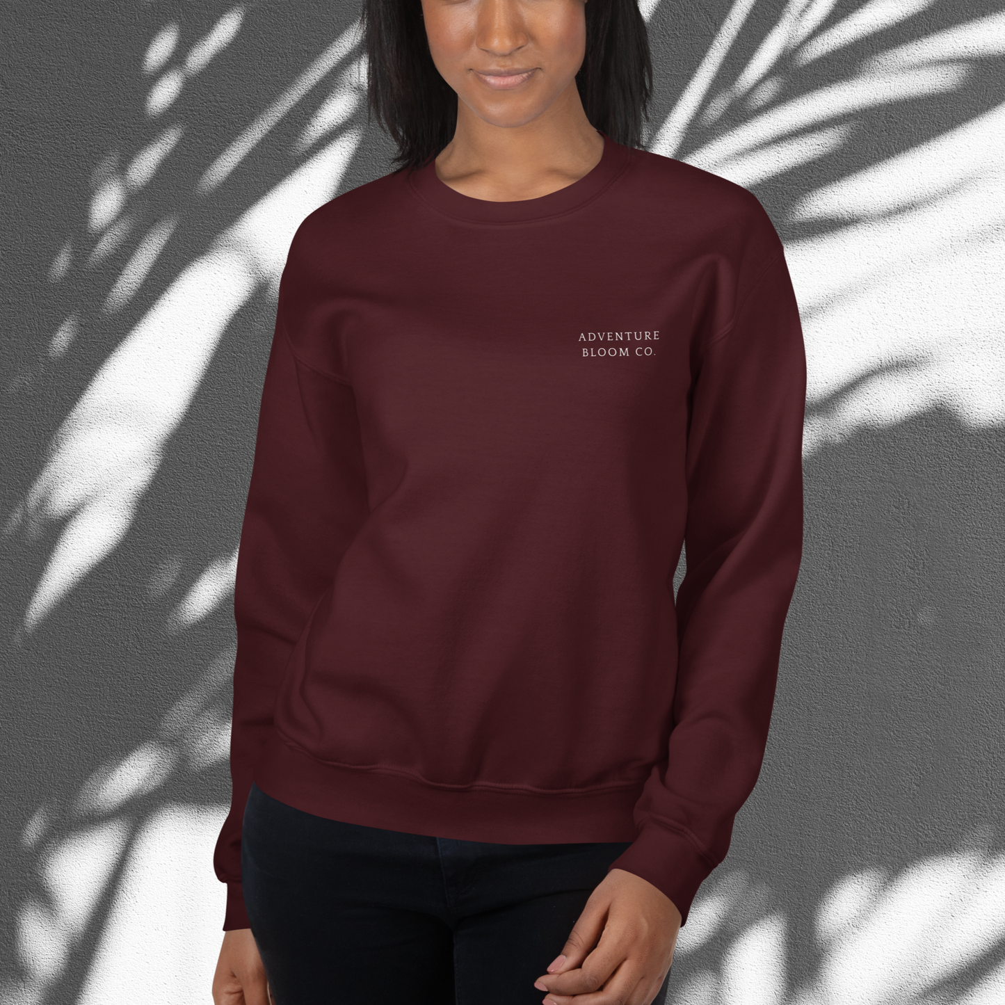 Self-Love Sanctuary Women's Crewneck Sweatshirt – Front View in Maroon