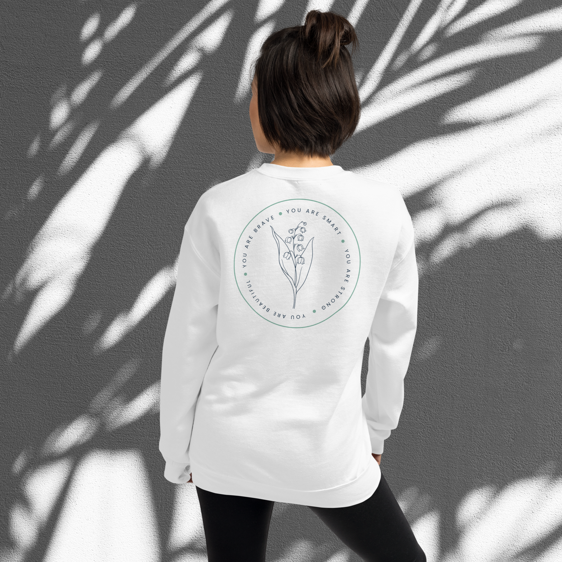 Front View of EmpowerHER Ladies Sweatshirt – Adventure Bloom Co