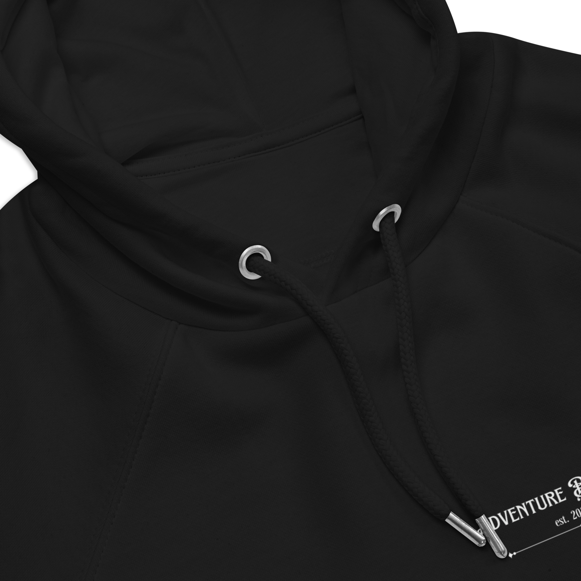 Close Up of Men's Adventure-Ready Hoodie in Black – Rugged Comfort