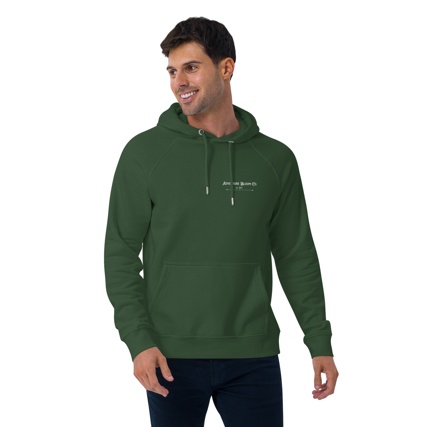 Brawny Explorer Men's Hoodie – Front View in Bottle Green