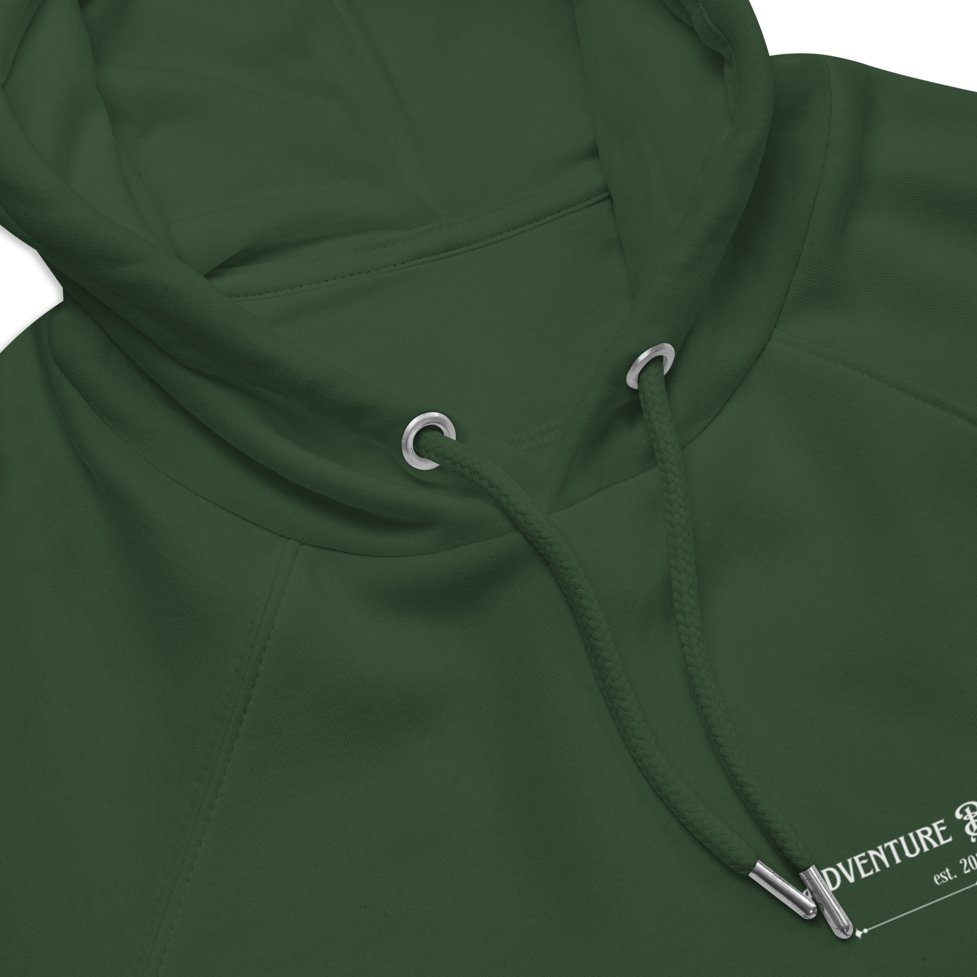 Close Up of Men's Adventure-Ready Hoodie in Bottle Green – Rugged Comfort