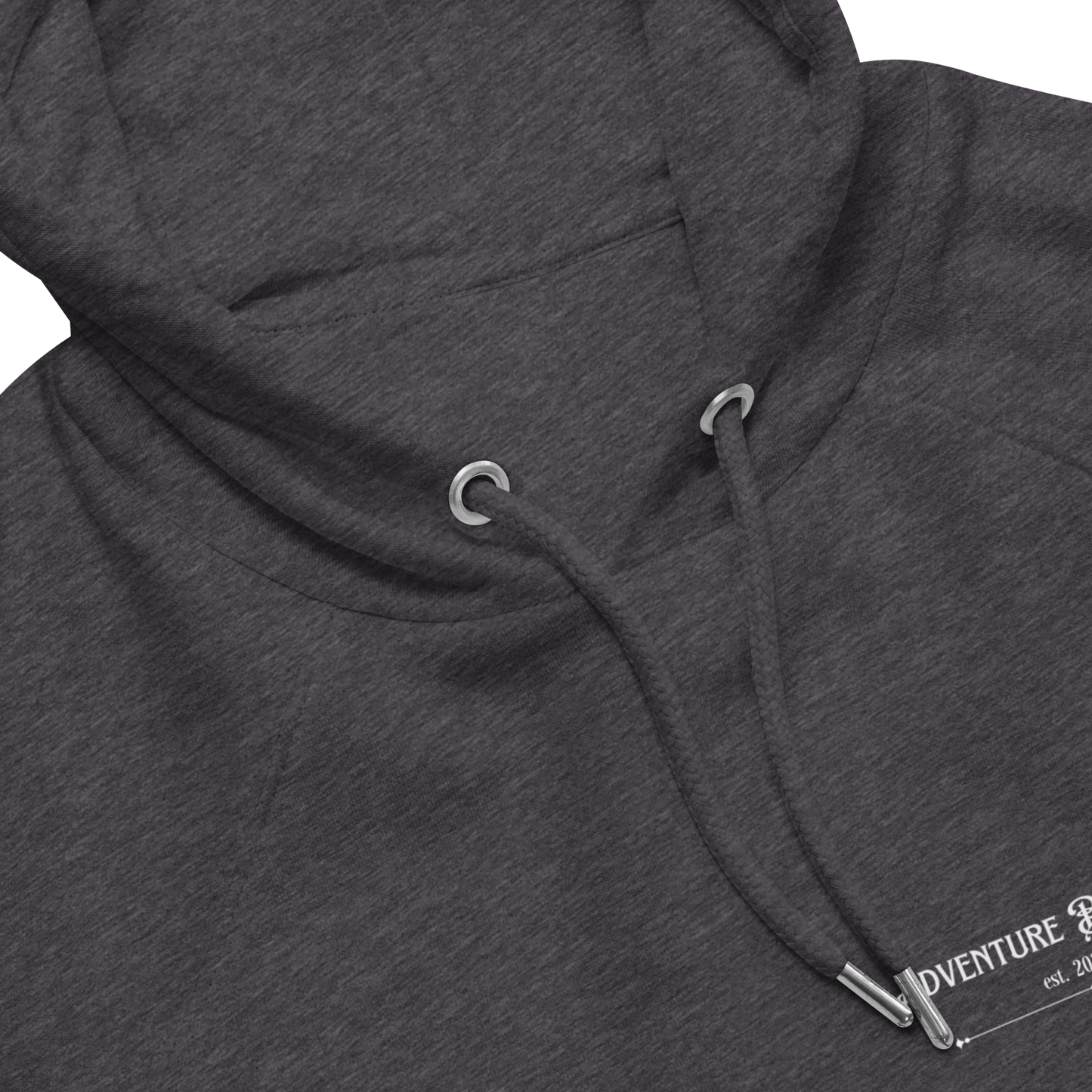 Close Up of Men's Adventure-Ready Hoodie in Charcoal – Rugged Comfort