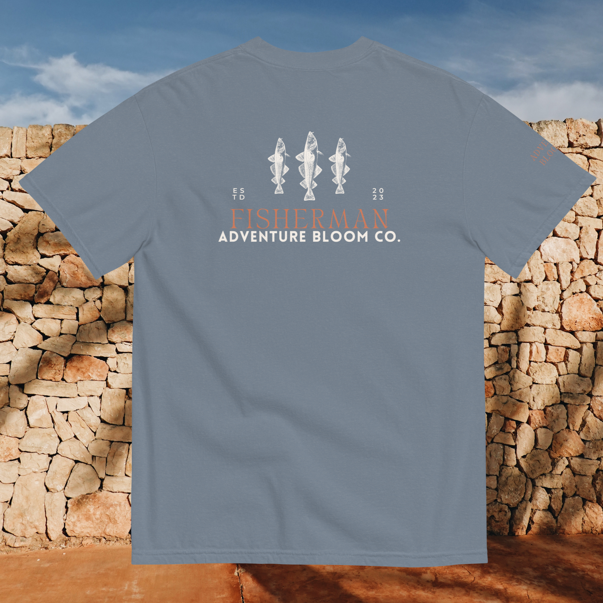 Outdoor Enthusiast Shirt in Blue Jean- Angler's Pride Adventure Tee