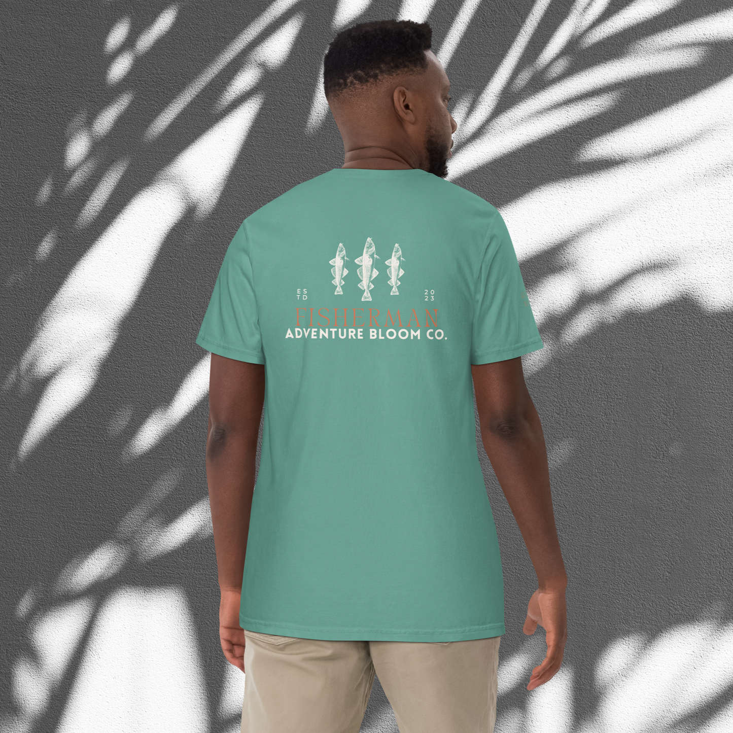 Men's Fishing-Themed Tee in Seafoam - Adventure Bloom Co.