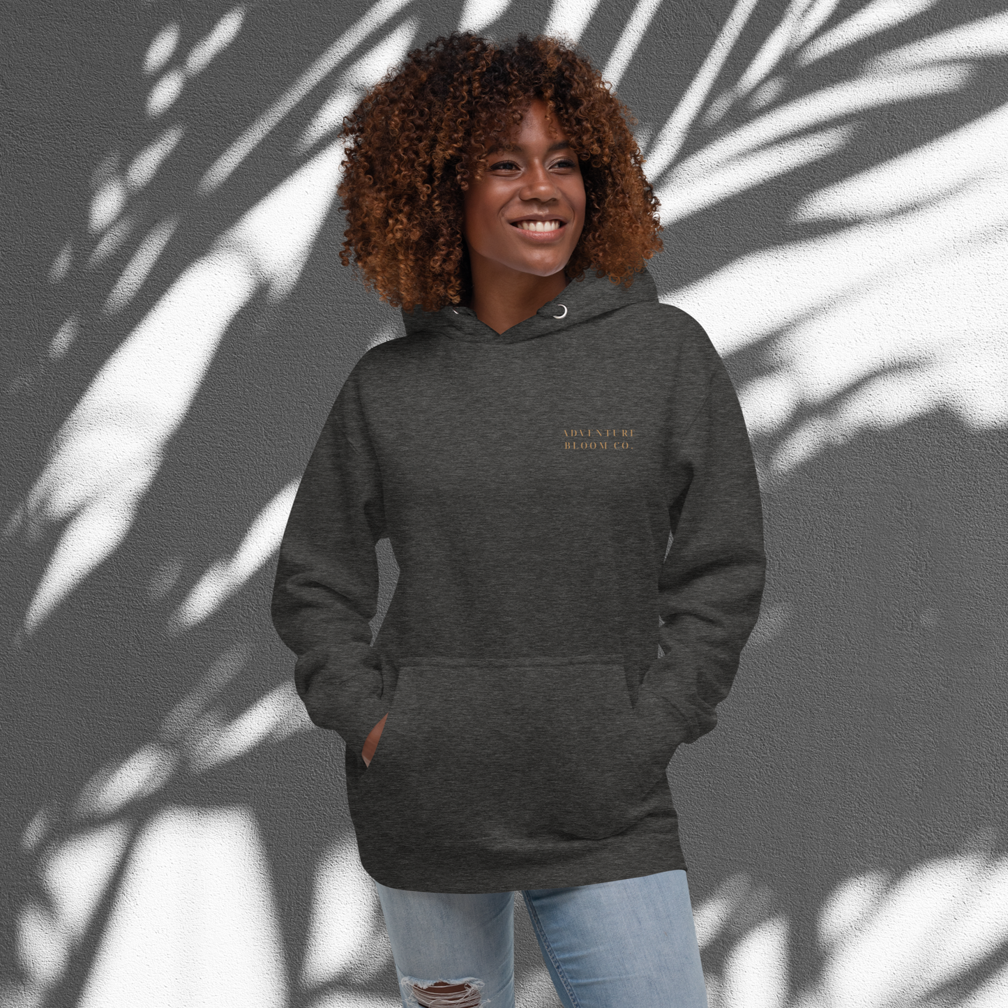 Bloom Beyond Perfection Hoodie – Front View in Charcoal Heather