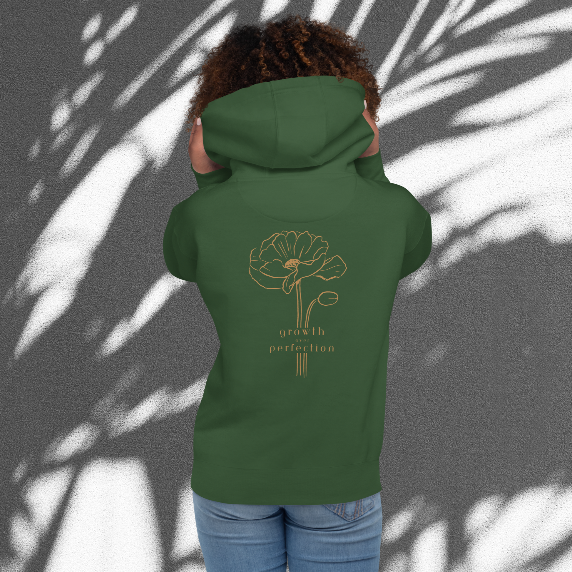 Stylish Women's Adventure Bloom Co. Hoodie in Forest Green – Celebrating Growth