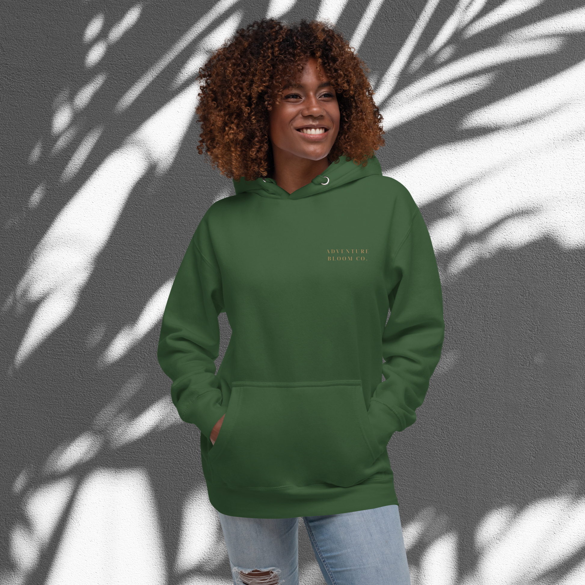 Bloom Beyond Perfection Hoodie – Front View in Forest Green