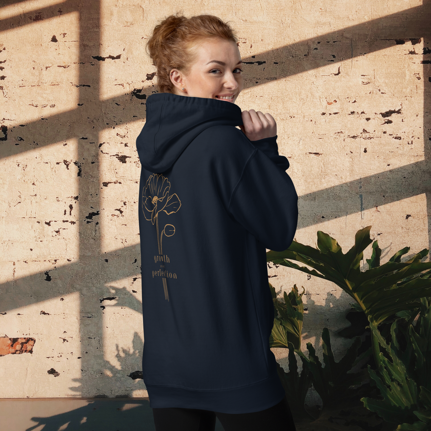 Adventure Bloom Co. Ladies' Growth-Inspired Hooded Sweatshirt in Navy