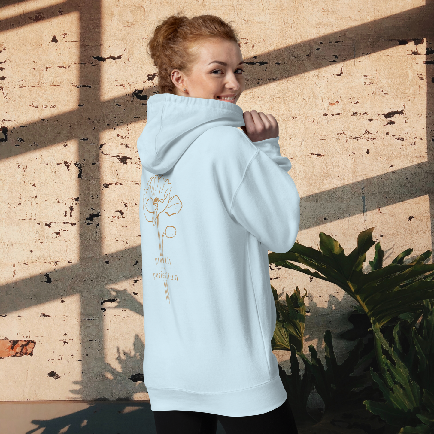 Adventure Bloom Co. Ladies' Growth-Inspired Hooded Sweatshirt in Sky Blue