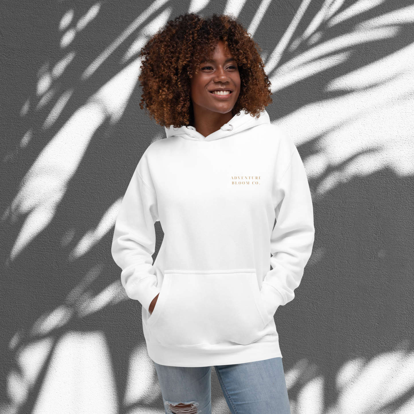 Bloom Beyond Perfection Hoodie – Front View in White