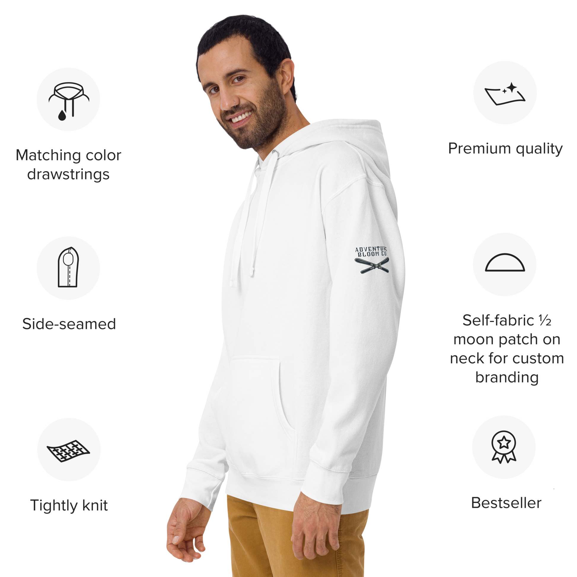 Thrills & Chills Hoodie in White: A must-have for skiing adventures.