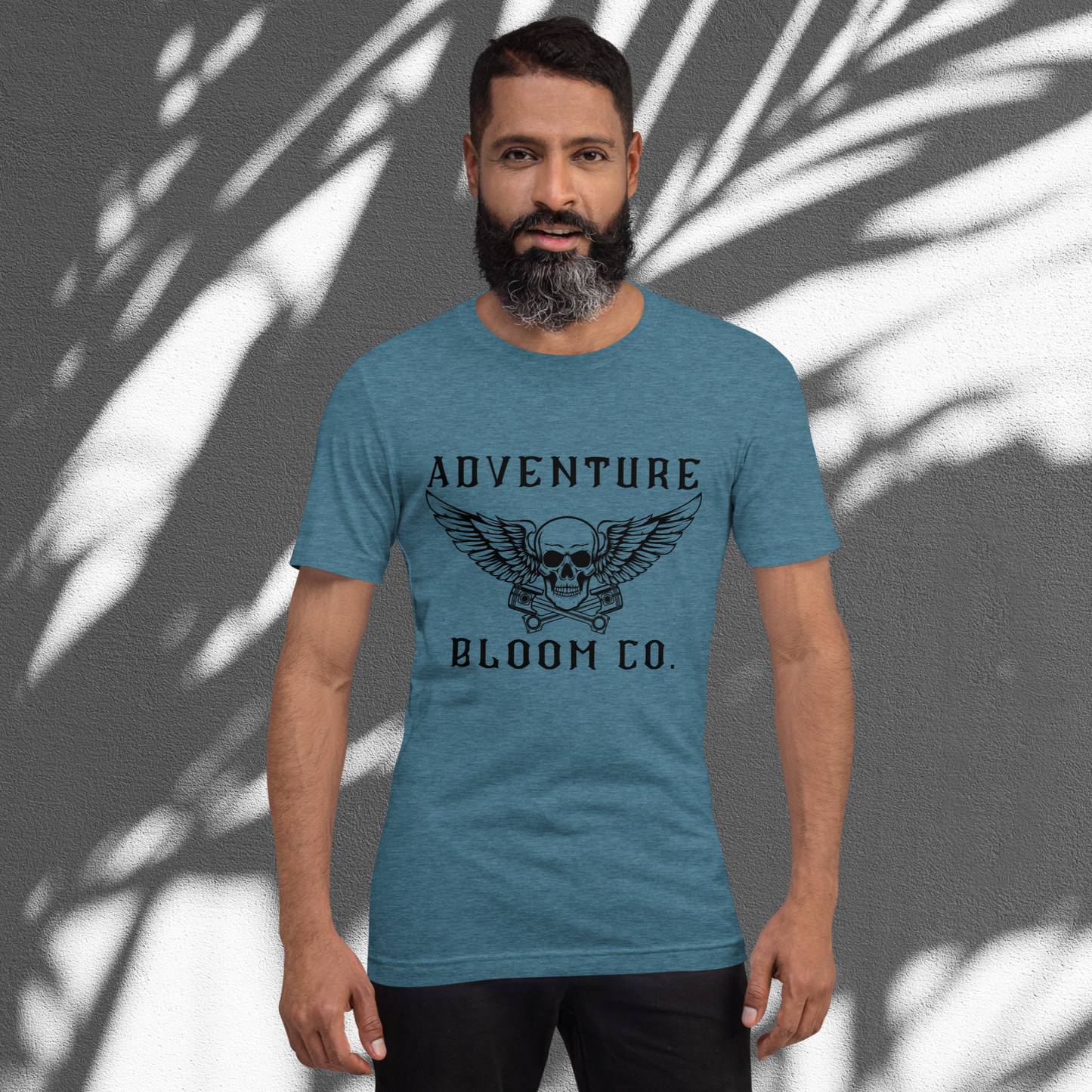 Adventure Bloom Co.'s 'Ride Hard, Adventure Harder Tee in Heather Deep Teal